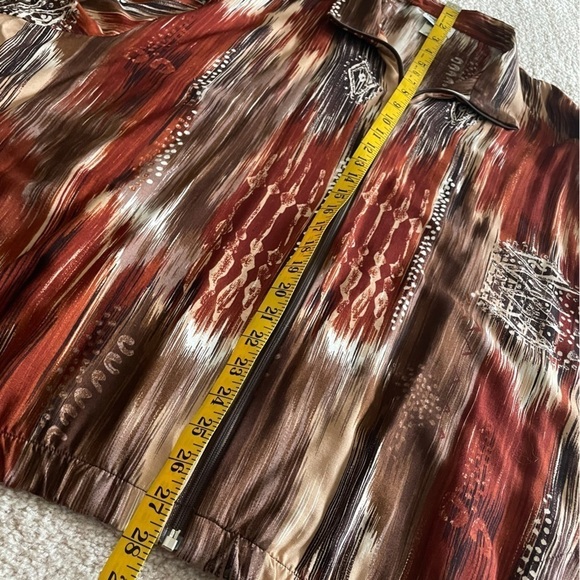 Bon Worth vintage zippered lightweight jacket top abstract neutral print XL P - Picture 8 of 8